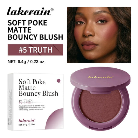 Lakerain Soft Poke Matte Blush Fresh Silky-smooth Skin Finish Long Lasting Luminosity Moisturizing Natural Matte Bouncy Blusher