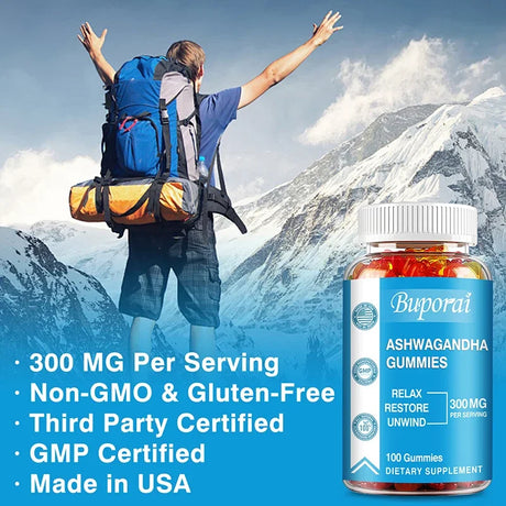 Ashwagandha Gummies - Relieve Stress, Enhance Memory, Focus, Promote Immune and Nervous System Health and Metabolism