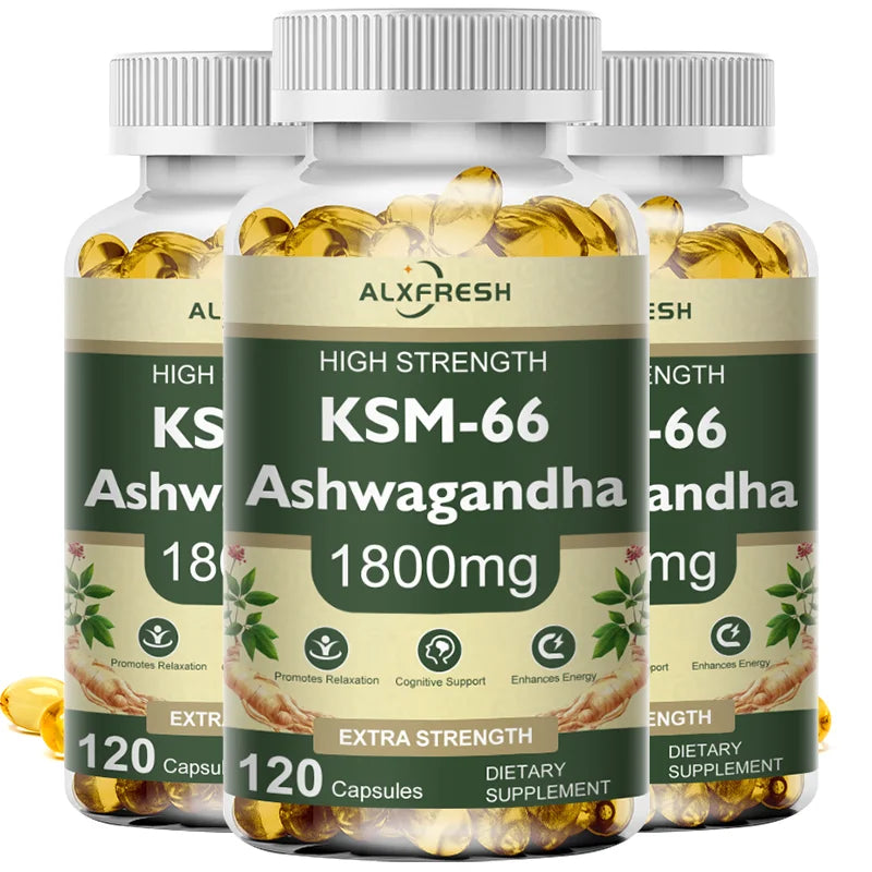 Ashwagandha Capsules Support Antioxidant Lipid-lowering Stress-relief Improve Sleep Enhance Immunity Increase Energy and Focus