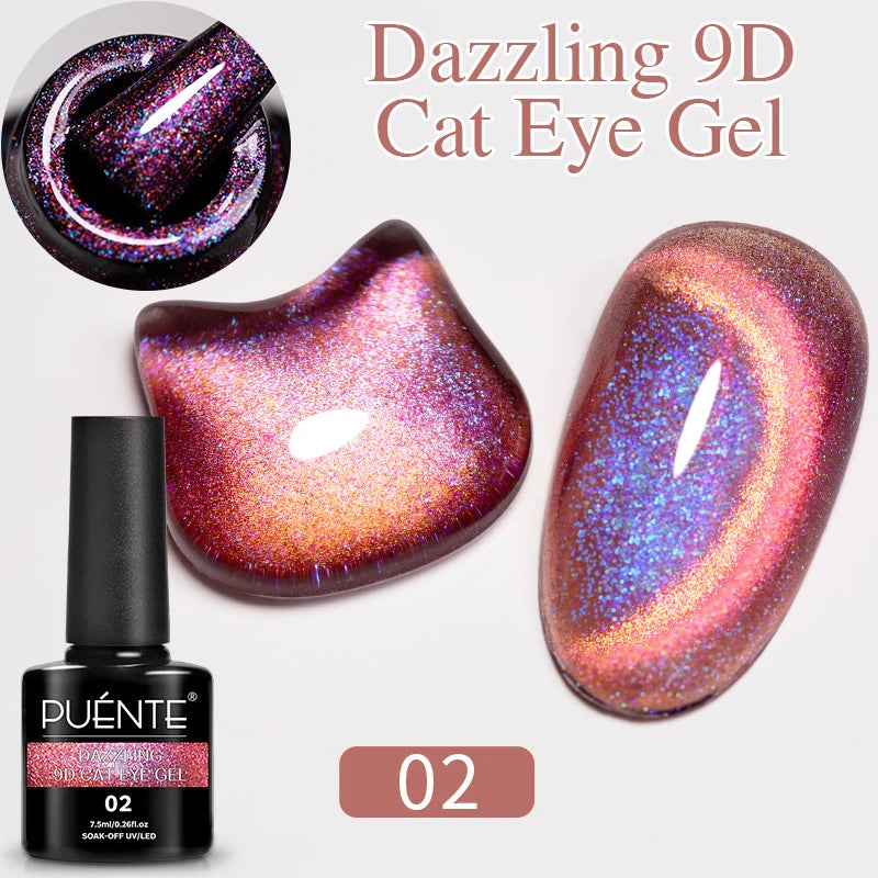 PUENTE 7.5ML Nude Shade Moonlight Cat Magnetic Gel Nail Polish Ultra-Bright Cat Eye Soak Off UV Semi-Permanent Varnish Manicure