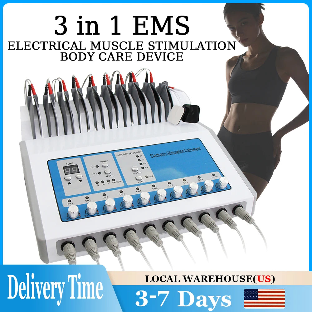 New Russian Waves Microcurrent EMS Electric Muscle Stimulator Body Massager Weight Loss Electro Myostimulation Machine