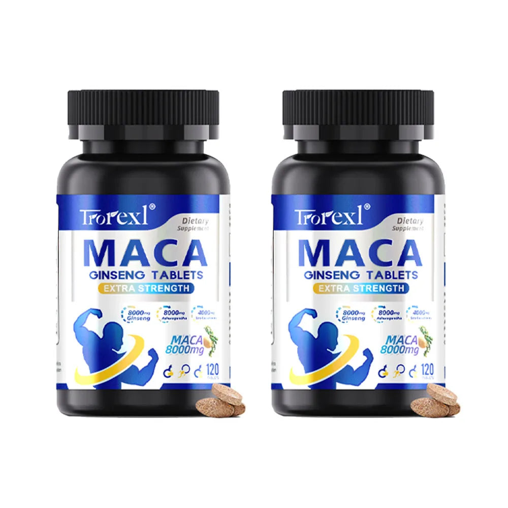 120 Caps MACA Ashwagandha Ginseng Natural Morning Stamina & Boost Flow Enhancer Immune Support | Kosher/Halal Certified