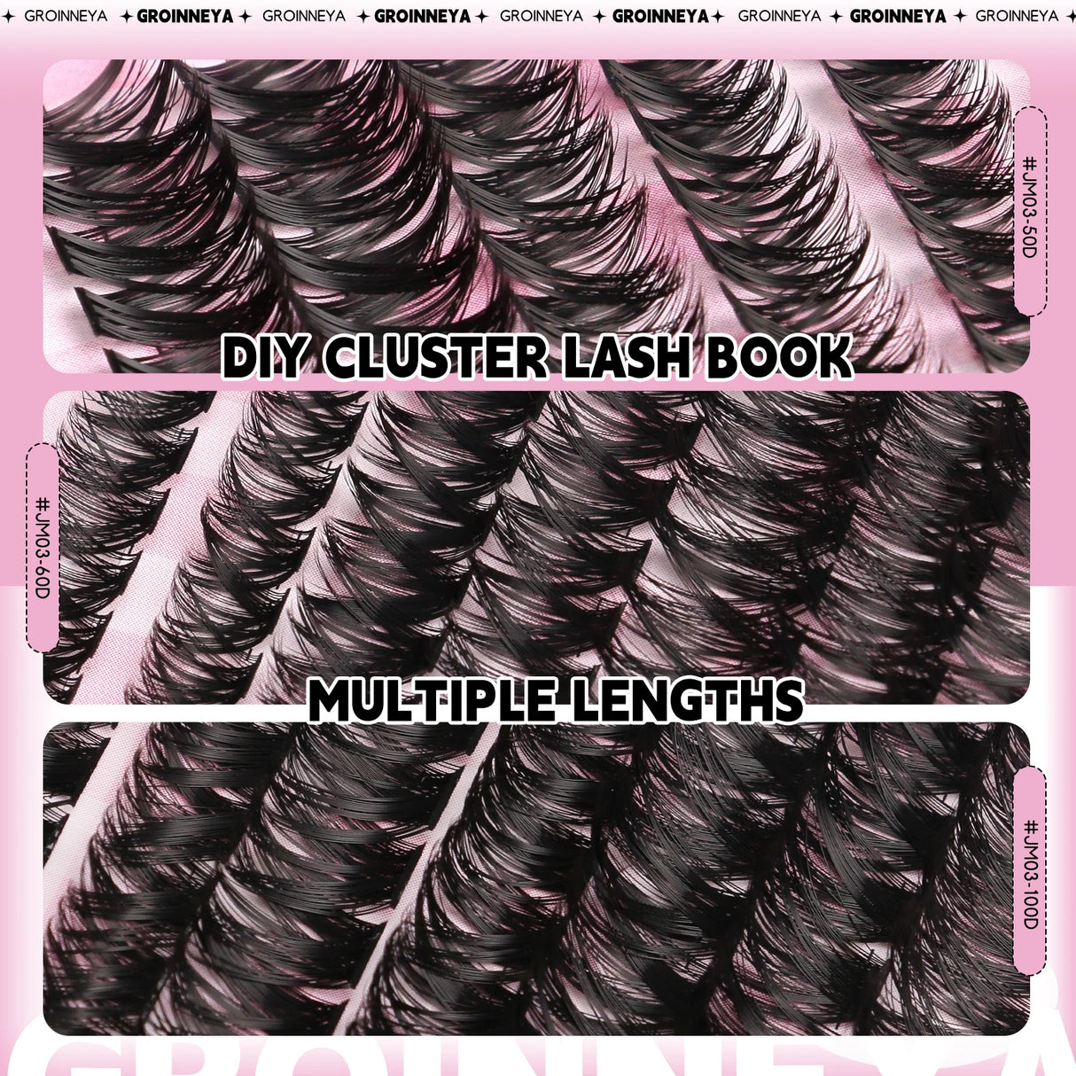 GROINNEYA Fluffy Lash Clusters DIY Natural Thick Cluster Lashes Fluffy Soft Mink Lashes Extension Individual Eyelashes Makeup