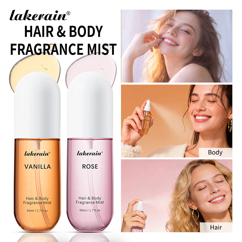 Vanilla & Rose Fragrance Mist Perfume Long Lasting Refreshing Portable Body Spray Gentle Natural Aroma for Women Daily Dating Tr