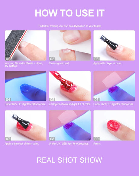 Limegirl Gel Nail Polish Set 60Colors Semi Permanent UV Led Gel Varnish Soak Off Nail Lacquers Base Top Coat