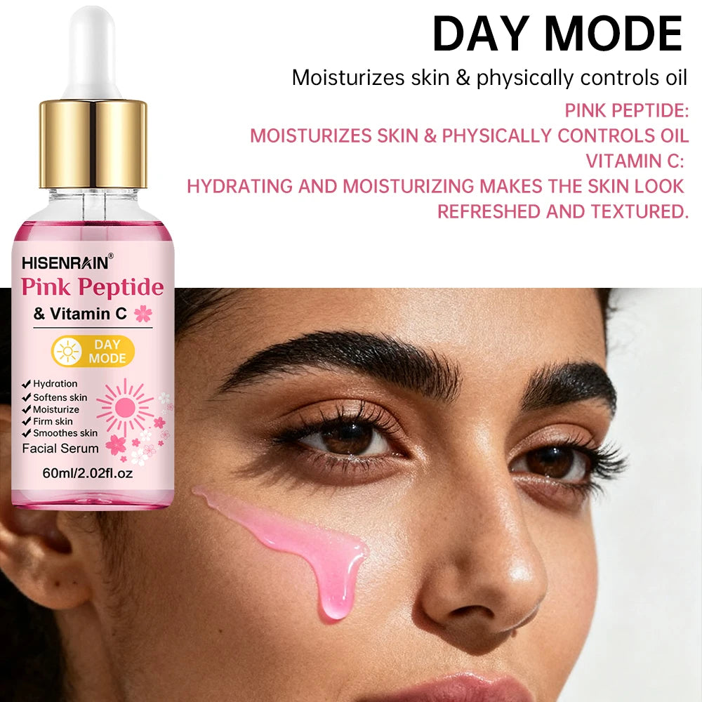 HISENRAIN Premium Pink & Blue Copper Peptide Serum - Anti-Aging, Skin Repair & Hydrating Facial Essence for Youthful Glow.