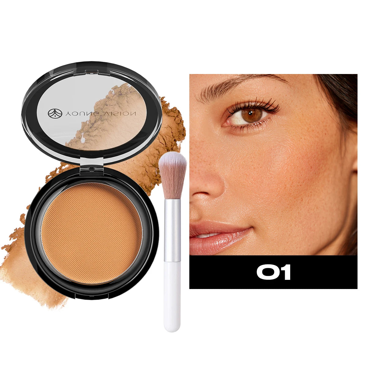 Professional matte contour powder tray creates a 3D facial contour, with long-lasting bronzing powder for setting makeup