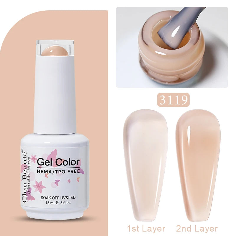 Clou Beaute Jelly Color UV Gel Manicure Summer Pink Nude Gel Nail Rainbow Nail Supplies For Professionals Semi-permanent Varnish