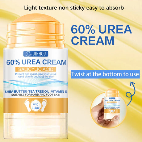 JUINHOU 40g2pcs 60% Urea Portable Foot Cream Stick Salicylic Acid Exfoliating Moisturizer Cracked Heel Repair Dry Skin Foot Care