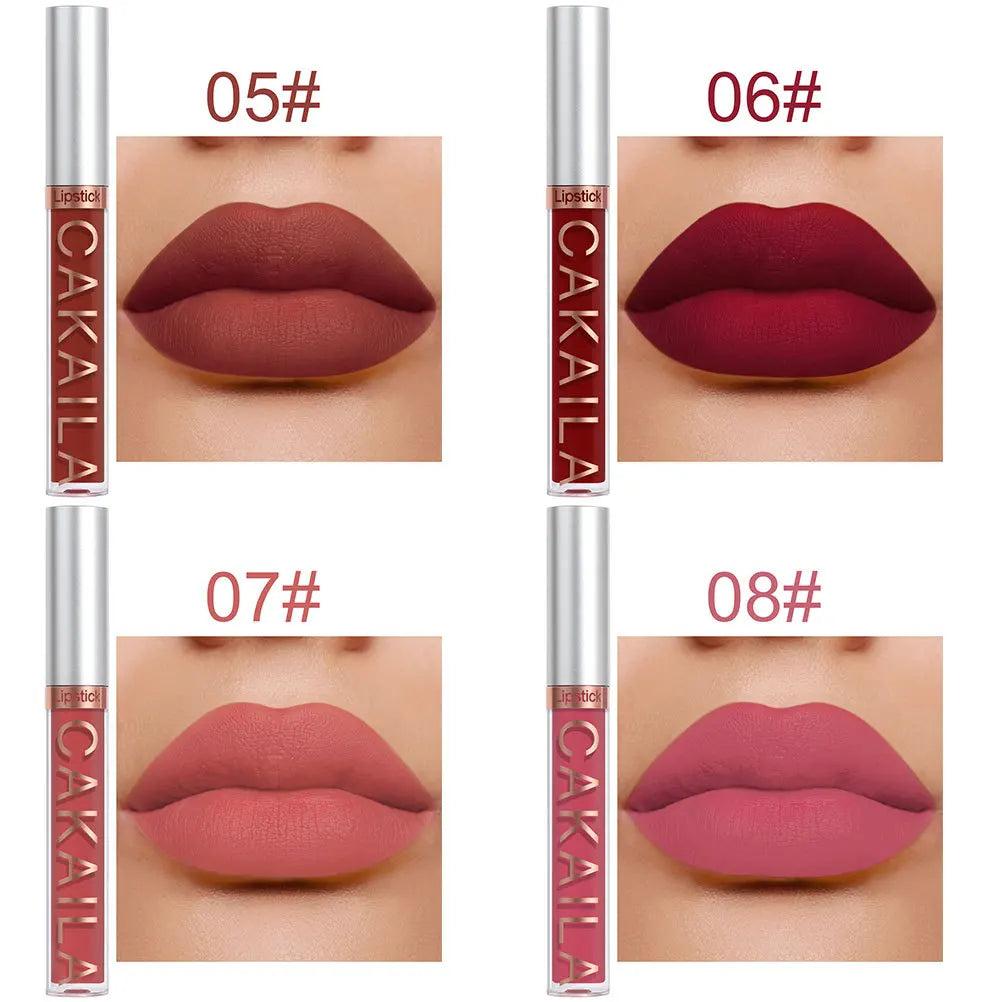 4pcs/10pcs/set Nude Lip Gloss Matte Velvet Lipstick Waterproof Long-lasting Liquid Lipstick Women Moist Lip Tint