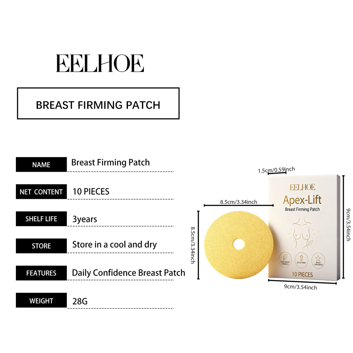 10 Pcs Breast Lifting Patch Firming & Shaping Skin Care Hydrolyzed Collagen Infused Invisible & Comfortable Wear for Women