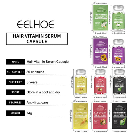 EELHOE Vitamin E in Oil for Hair Loss Prevention Strengthening Hair Roots Moroccan Argan Oil Smooth Regrowth Hair Oil Capsules
