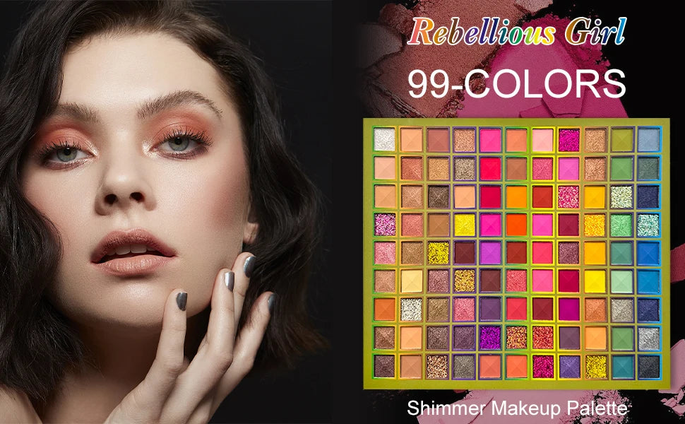 99 Color Rainbow Eye Makeup Plate Professional Matte Flash Plate Durable Eye Shadow Plate Suitable for Gifts to Women Cosmetics