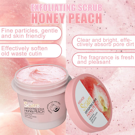 Honey Peach Body Scrub Cream Deeply Cleansing Exfoliating Scrub for Smooth & Glowing Skin Dead Skin Removal Moisturizing