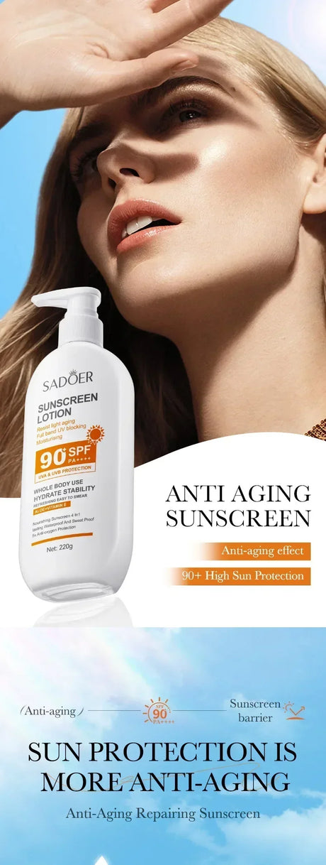 SPF90+ sunscreen, UV protection, whitening sunscreen, moisturizing, whitening, facial and body sunscreen, skin care, anti-aging
