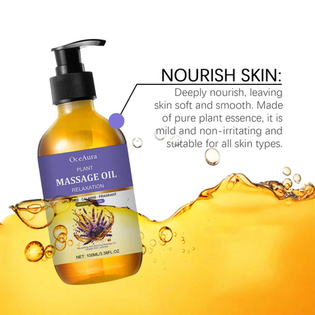 Lavender Essential Oil Moisturizing Body Skin Smoothing Soft Stress Relief Muscle Sore Help Sleep Spa Relaxing Massage Oil