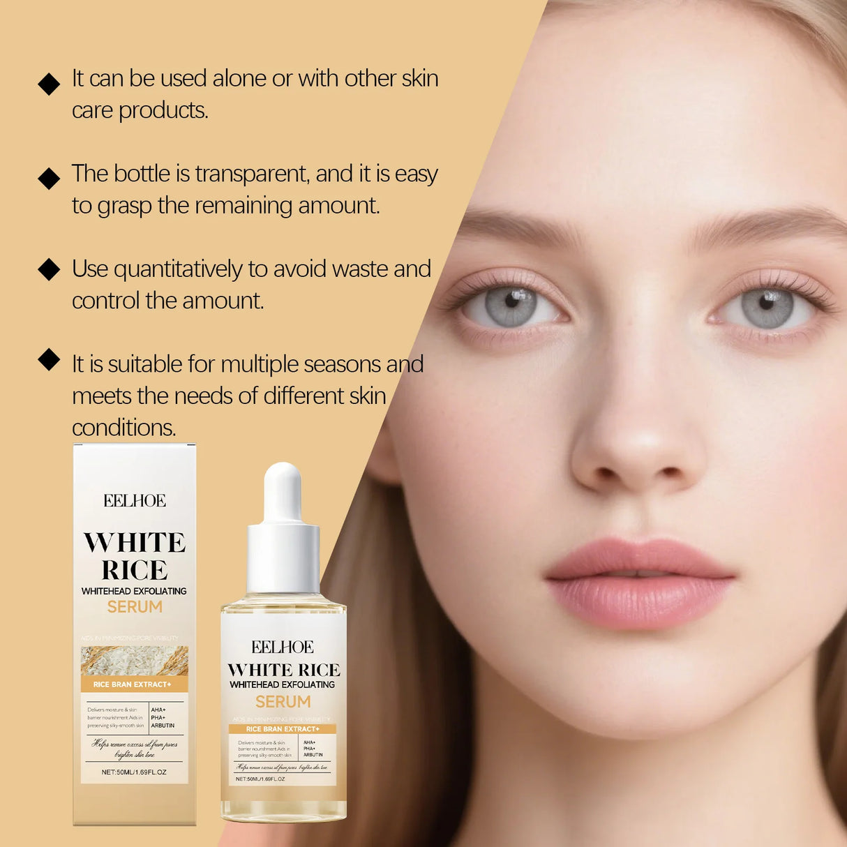 Black & White Rice Exfoliating Serum Set BHA Niacinamide Pore Minimizing & Brightening Blackhead Whitehead Remover Skincare Set