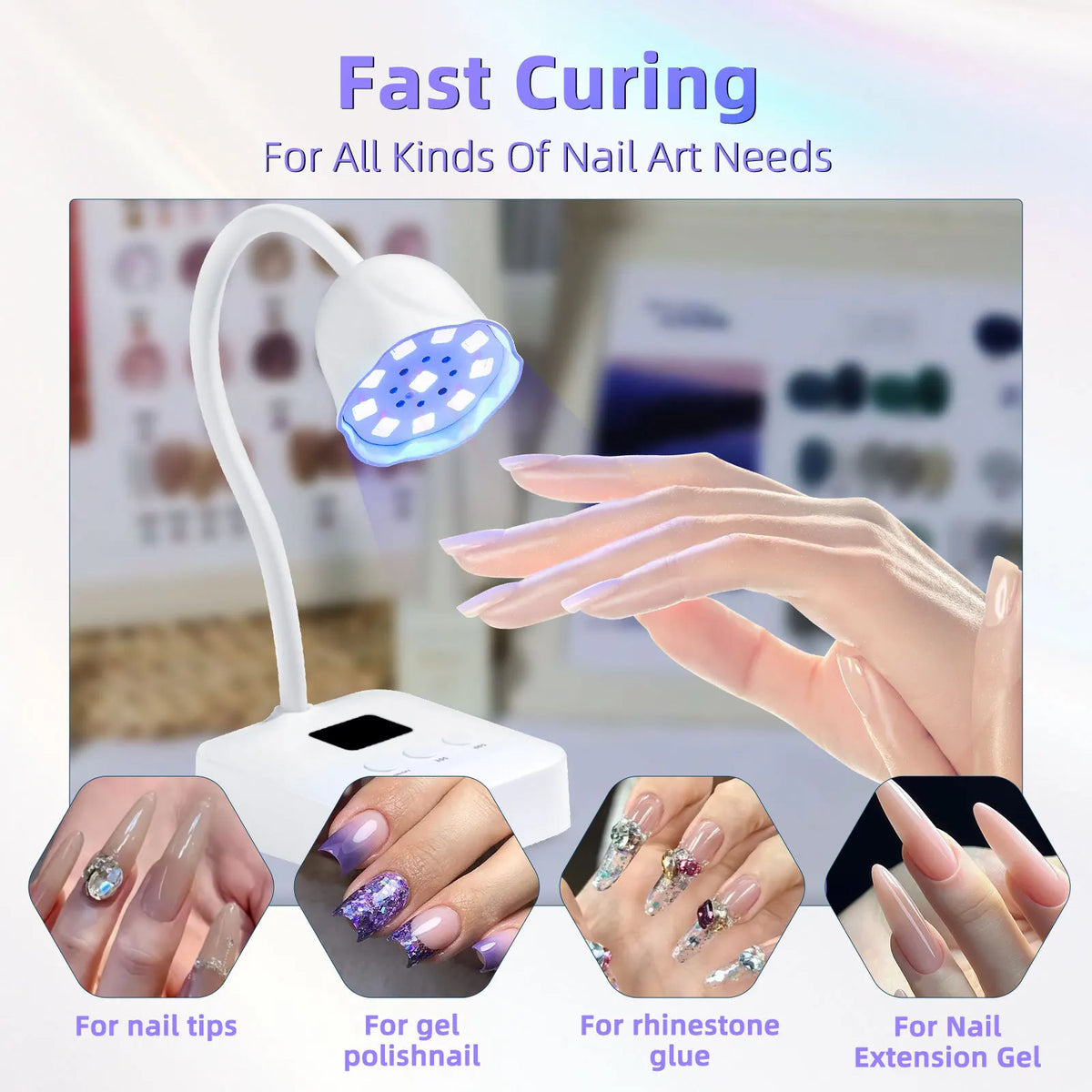 Portable USB UV LED Nail Lamp for Gel Nail Polish - Fast Drying Nail Dryer, Japanese Lotus Style, Hands Safe