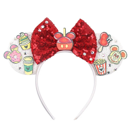 2026 Disney Trip Mickey Ears Headband For Girls Sequin Castle Bow Hairband Cartoon Character Cosplay Hair Accessories Kids Party