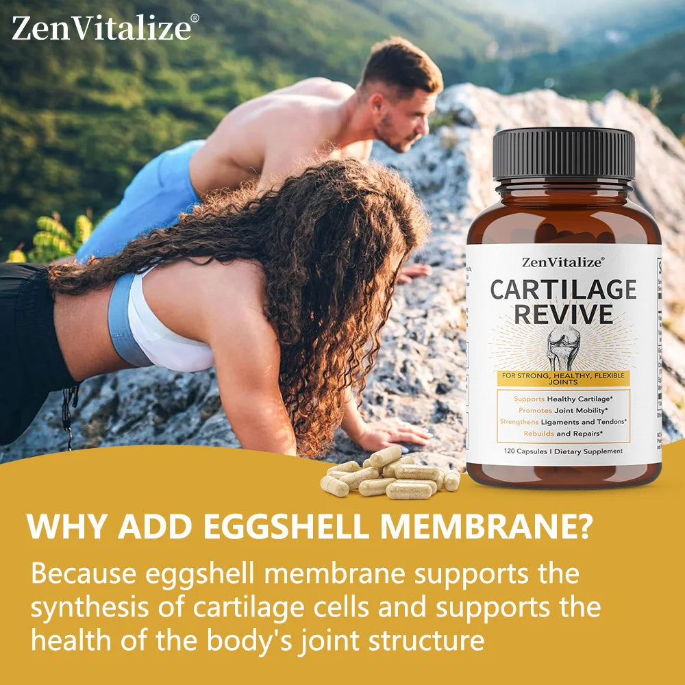 Cartilage Revive + Joint Support Supplement for Men and Women with Type II Collagen,D-Glucosamine Sulfate, MSM, Vitamin D3,C
