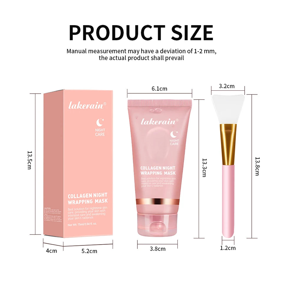 Collagen Overnight Wrapping Peel Off Facial Mask Set Korean Collagen Night Wrapping Mask Deeply Hydrates Night Care Mask Cream
