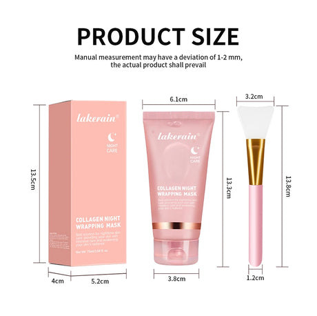 Collagen Overnight Wrapping Peel Off Facial Mask Set Korean Collagen Night Wrapping Mask Deeply Hydrates Night Care Mask Cream