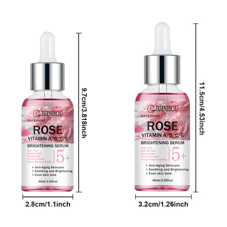 JUINHOU Natural Rose Vitamin ABCE Face Serum for Dull Uneven Skin Daily Hydrating Face Care Improve Skin Radiance Daily Skincare
