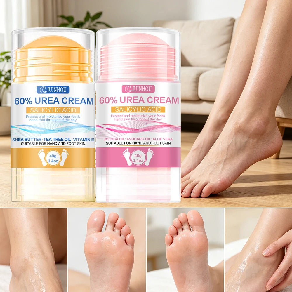 JUINHOU 40g2pcs 60% Urea Portable Foot Cream Stick Salicylic Acid Exfoliating Moisturizer Cracked Heel Repair Dry Skin Foot Care