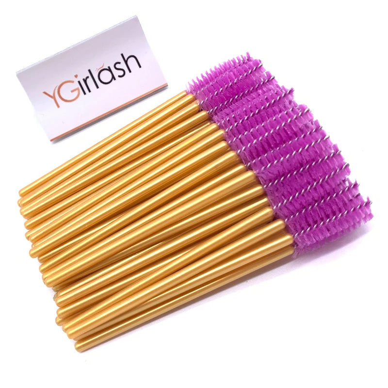 YGirlash 50Pcs Lash Swans Crystal Eyelash Applicator Disposable Diamond Handle Nylon Mascara Wands Brush Cosmetic Tools