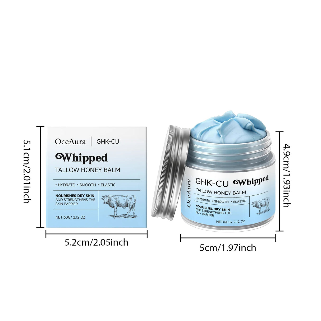 Copper Peptides GHK-Cu Beef Tallow for Skin: Blue Balm Manuka Honey Face and Body Moisturizer for Mature, Dry & Sensitive Skin
