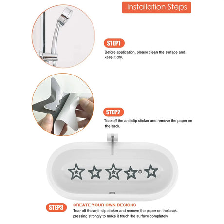 10 PCS Anti Slip Shower Tread Sticker Safety Bathtub Strips Premium Adhesive Star Snowflak Decals for Bath Tub Shower Stairs