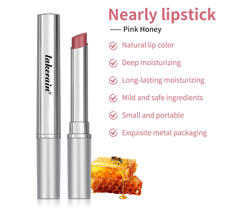 Lakerain Nearly Lipstick Lip Balm Natural Color Creamy Texture Long Lasting Moisturizing Nourishing Lip Care Gloss Cosmetic