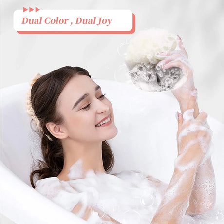 Shower Loofah for Men and Women, Bath Sponge Exfoliating Back Scrubber, Soft Mesh Body Pouf with Hand Strap