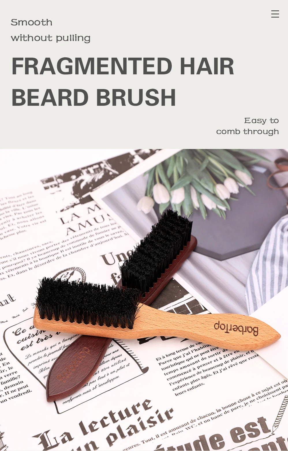 Barbertop Men Beard Brush Wooded Handle Soft Hair Cleaning Brush Broken Hair Remove Comb Hairdressing Neck Duster Barber Tools