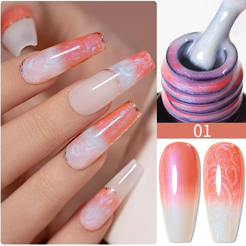 PUENTE 7.5ML Nude Shade Moonlight Cat Magnetic Gel Nail Polish Ultra-Bright Cat Eye Soak Off UV Semi-Permanent Varnish Manicure