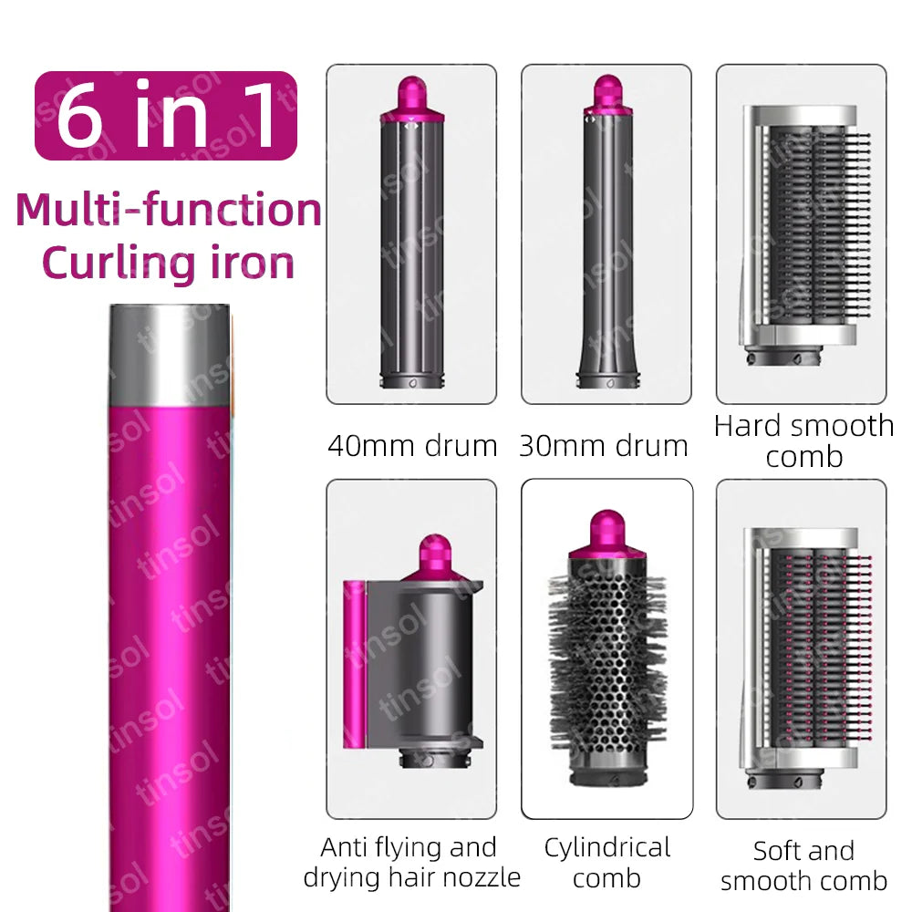 TINSOL 7 in 1 Multi-Function Hair Dryer & Styling Tool Automatic Curling Set 1300W Straightener Professional Salon Hair Dryer