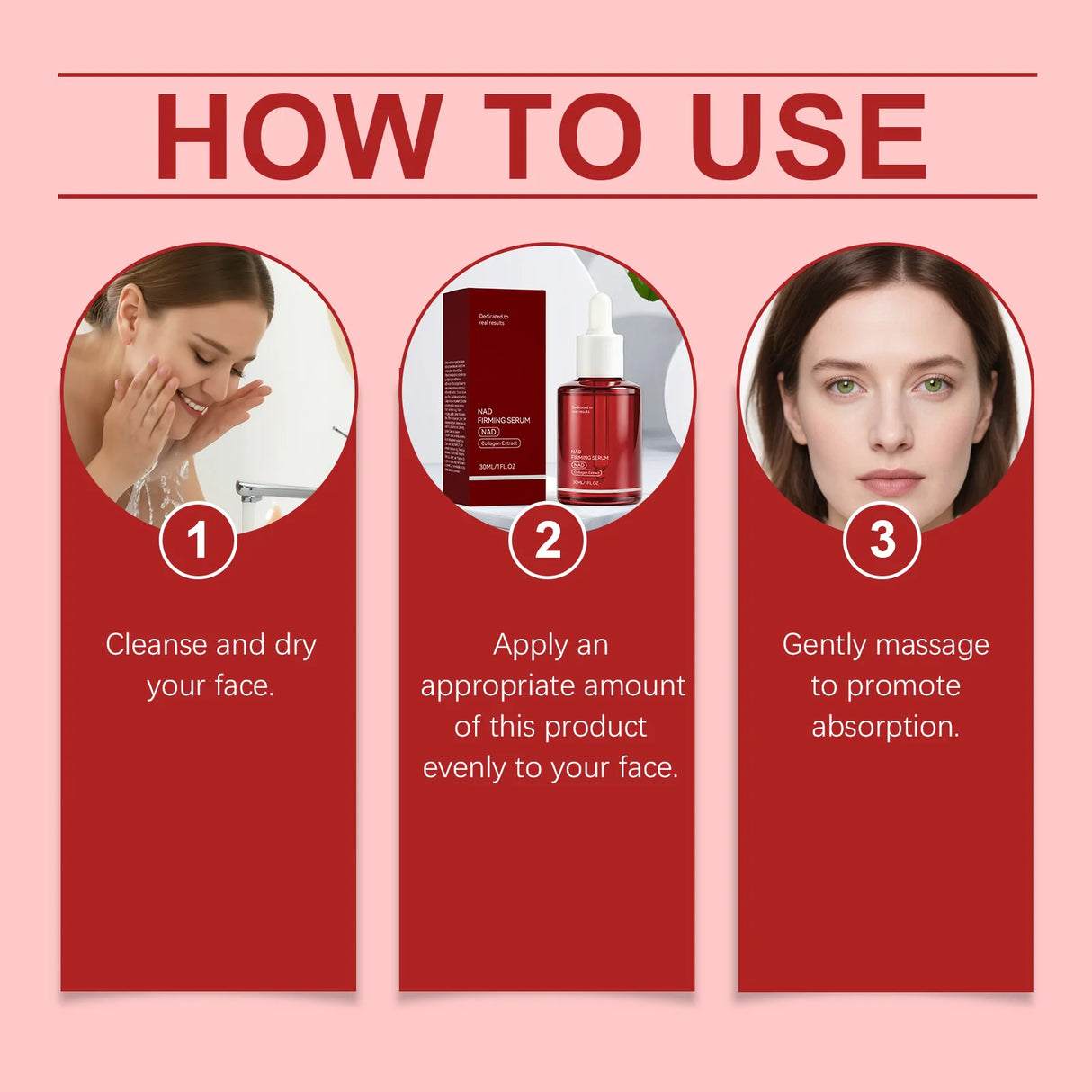 NAD+ Firming Serum Collagen Extract & Peptides Facial Serum Improve Skin Elasticity for Smoother Suitable for All Skin Types30ml