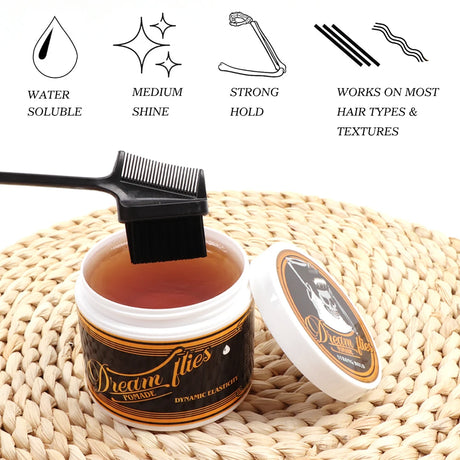 Man Retro Styling Pomade Gel Long-Lasting Moisturizing Hair Wax Pomade For Fluffy Hair Toupee Caramel Hair Oil Barbershop Tools