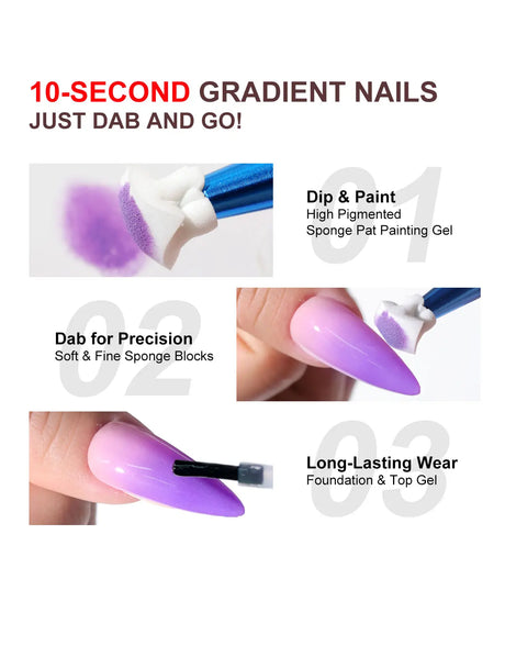 LIMEGIRL 9 Color Gradient Painting Gel Nail Art Design DIY Solid Gel Nail Polish Quickly Carved Petal Nail Painting Gel