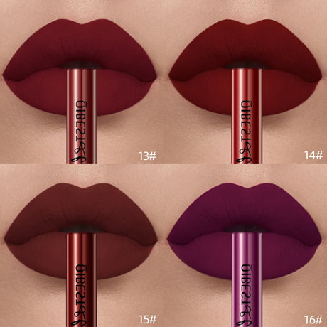 QIBEST Liquid Lipstick Waterproof Velvet Nude Matte Sexy Red Lip Gloss Long Lasting Nonstick Lip Stain Makeup 24 Colors Hots