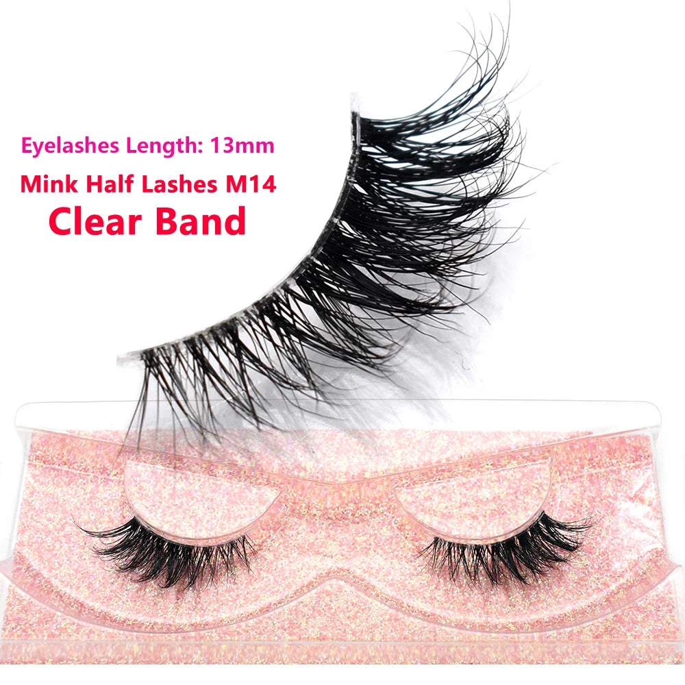 Half Lashes Mink Eyelashes Fluffy Soft False Eyelashes Wispy Cross Mink Eye Lashes Natural Short Mink Eyelash Extension Makeup