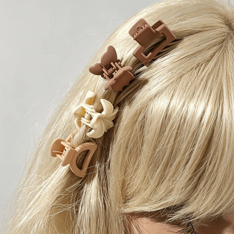 5/10/20/30 Pieces, Assorted Styles and Colors: Creamy Brown Mini Claw Clips for Children’s Everyday and Festive Hair Accessories