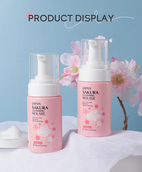 LAlKOU Japan Sakura Cleansing Mousse Facial Cleanser Shrink Pores Deep Clean Oil Control Moisturizing Skin Care 100ml