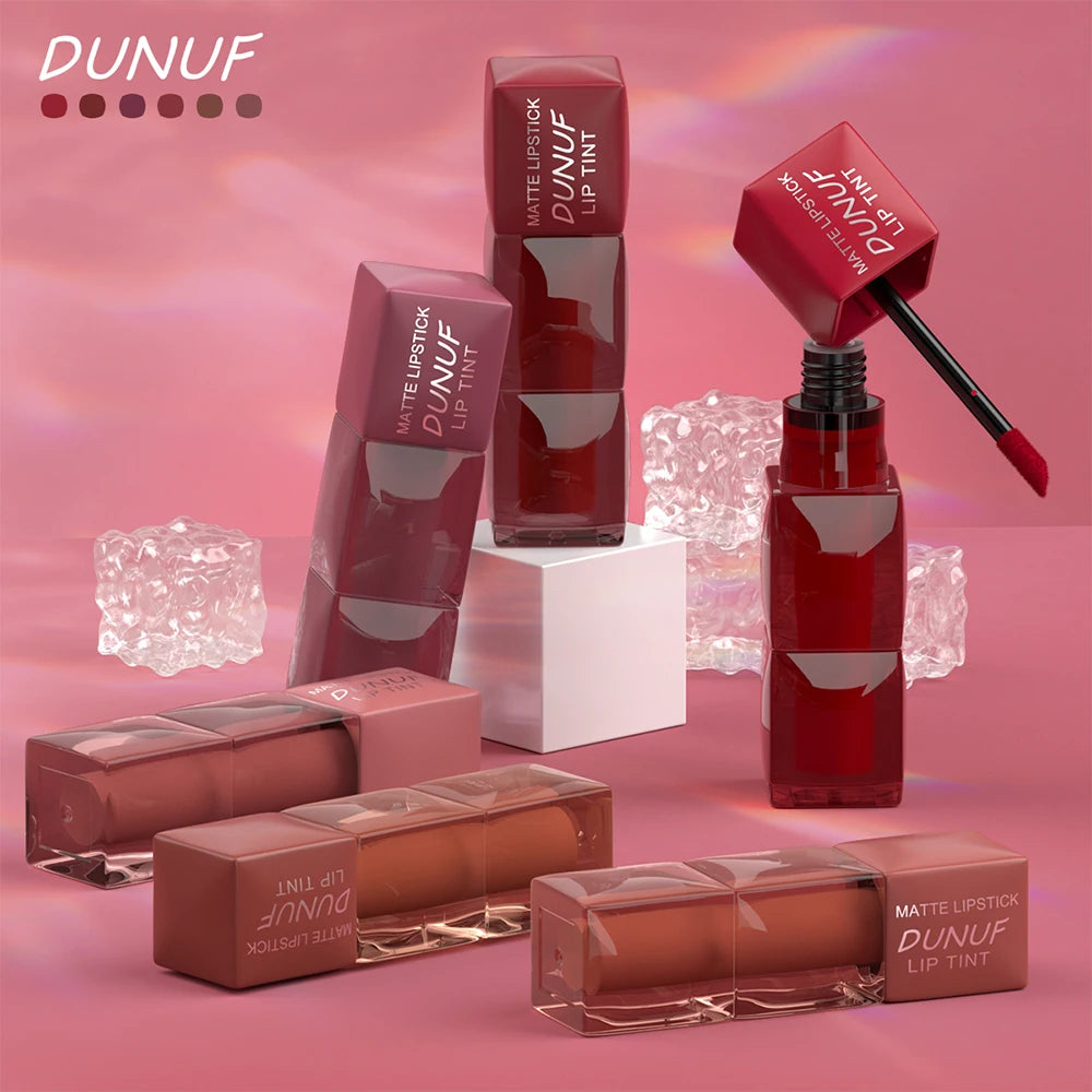 6pc/set Velvet Matte Lipstick Long-lasting Waterproof Lip Gloss Lip Glaze Non-Stick Cup Nude Red High Pigment Y2K Christmas Gift