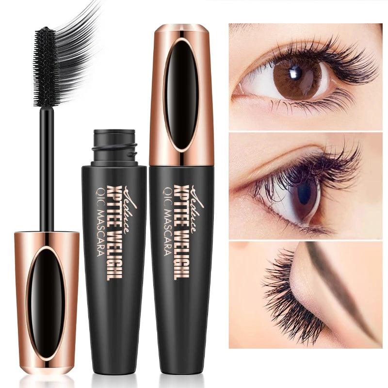 Black 4D Fiber Mascara Thick Lengthening Volumizing Waterproof Sweatproof Long Lasting Eyelash Extension Eye Makeup Cosmetics