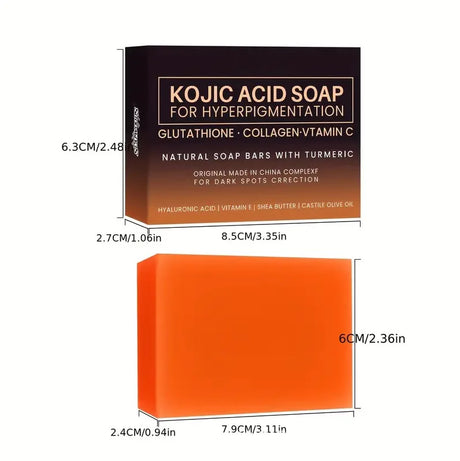 100g Turmeric Kojic Acid Bath Soap Glutathione Collagen Hyaluronic Acid Handmade Cleansing Soap for Hand Face and Body