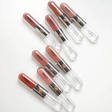 New Kiko Double Headed Lipstick Transparent Mirror Lip Gloss Non Fading Oil Sexy Rich Lip Gloss Milk Tea Bean Paste Naked Makeup