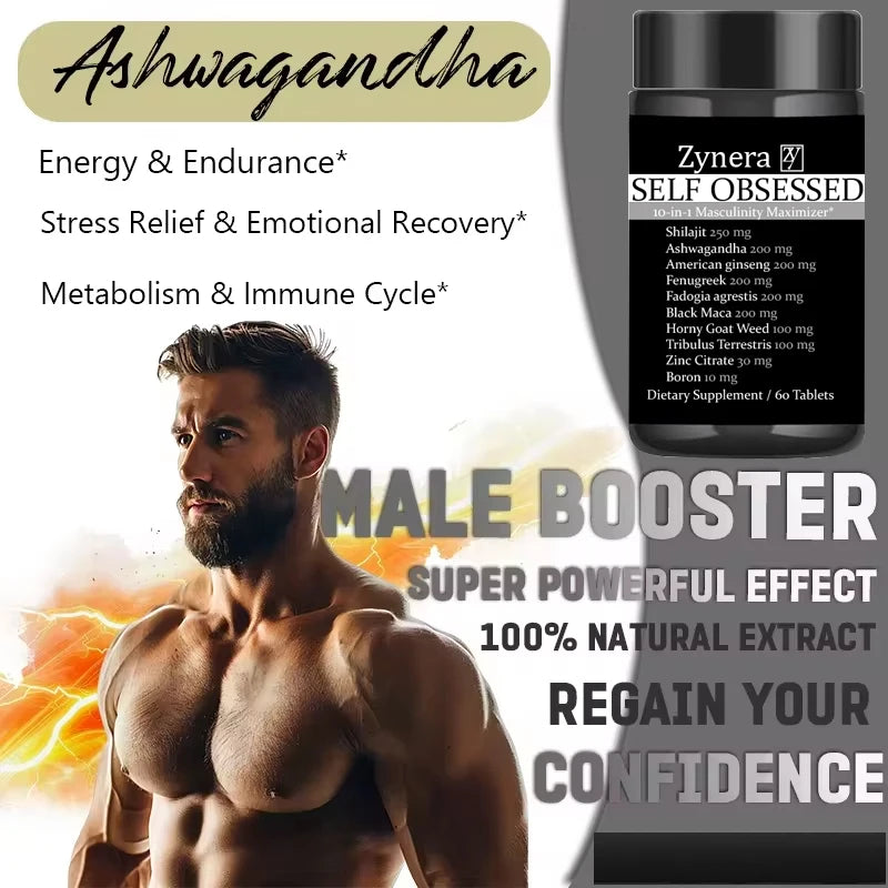 Ashwagandha Shilajit Maca Tablet Pen-is Supplement Anti-oxidation, Immunity,E-rection Capsules for Men