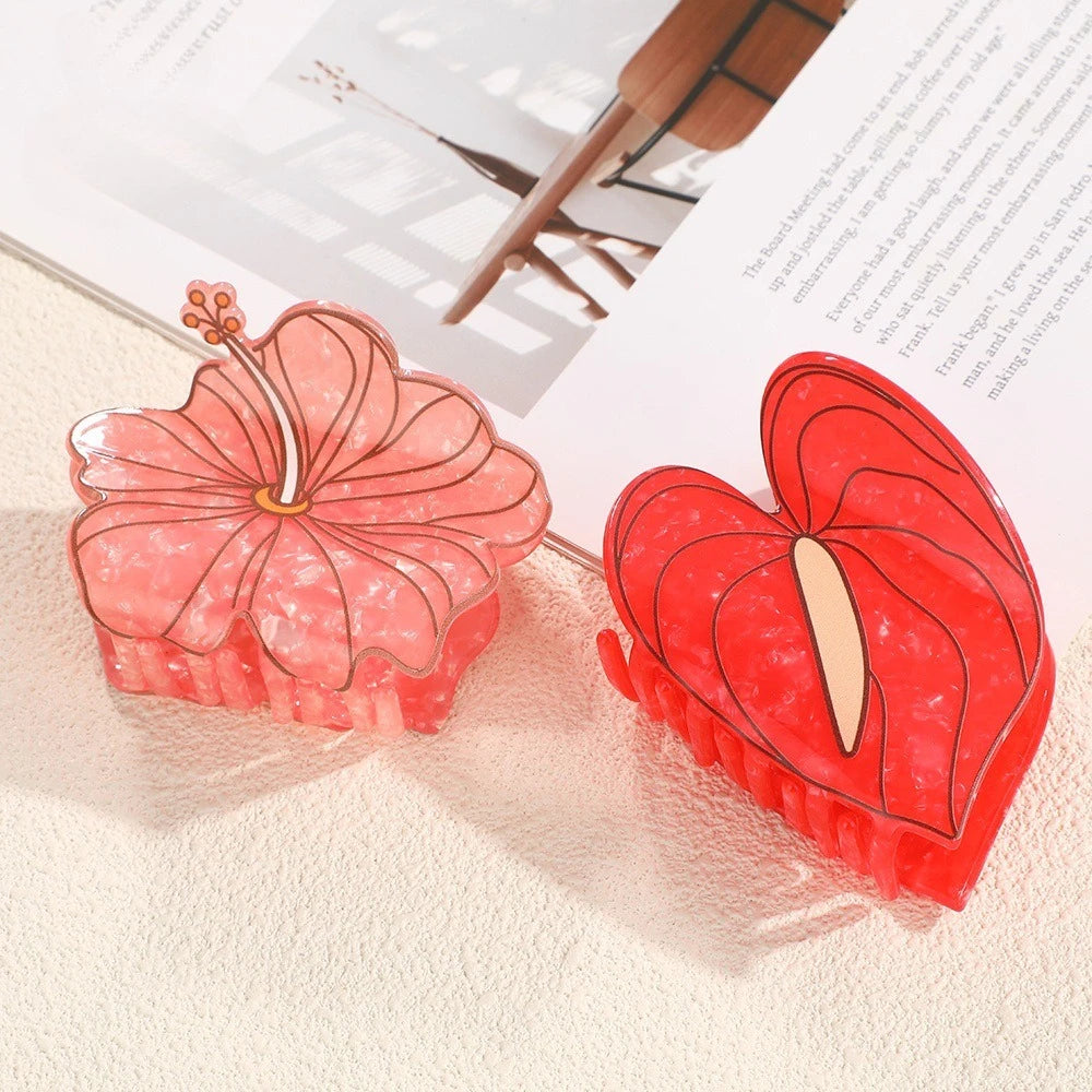 Muweordy Anthurium Hair Claws Beautiful Flower Series Acetate Claw Clip INS Trendy Hair Clips Hair Accessories for Women Girls