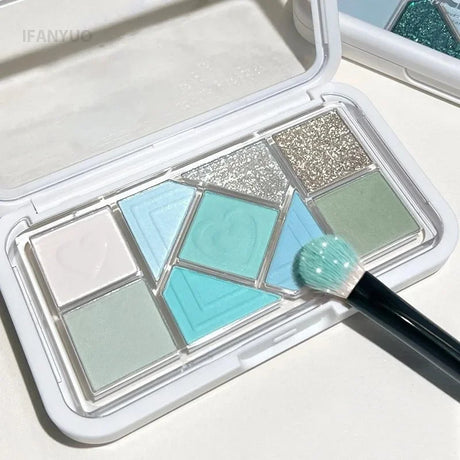 Nine-Color Eyeshadow Palette Blush Highlight Makeup Pearly Highgloss Shimmer Pink Brown Earth Color Fine Sequins Eye Shadow